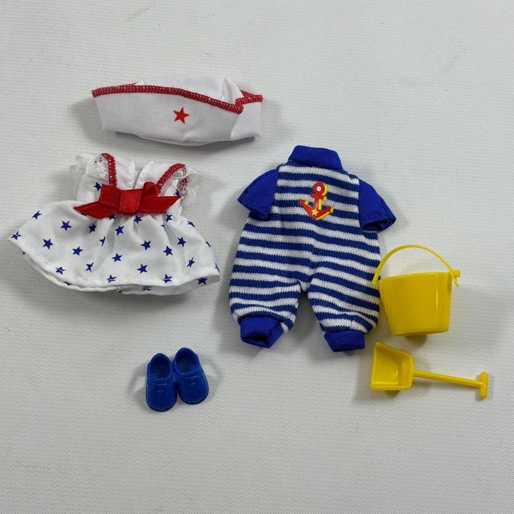Vintage Mattel Kelly Doll Nautical Outfit Set Sailor Dress Bucket Shovel Shoes